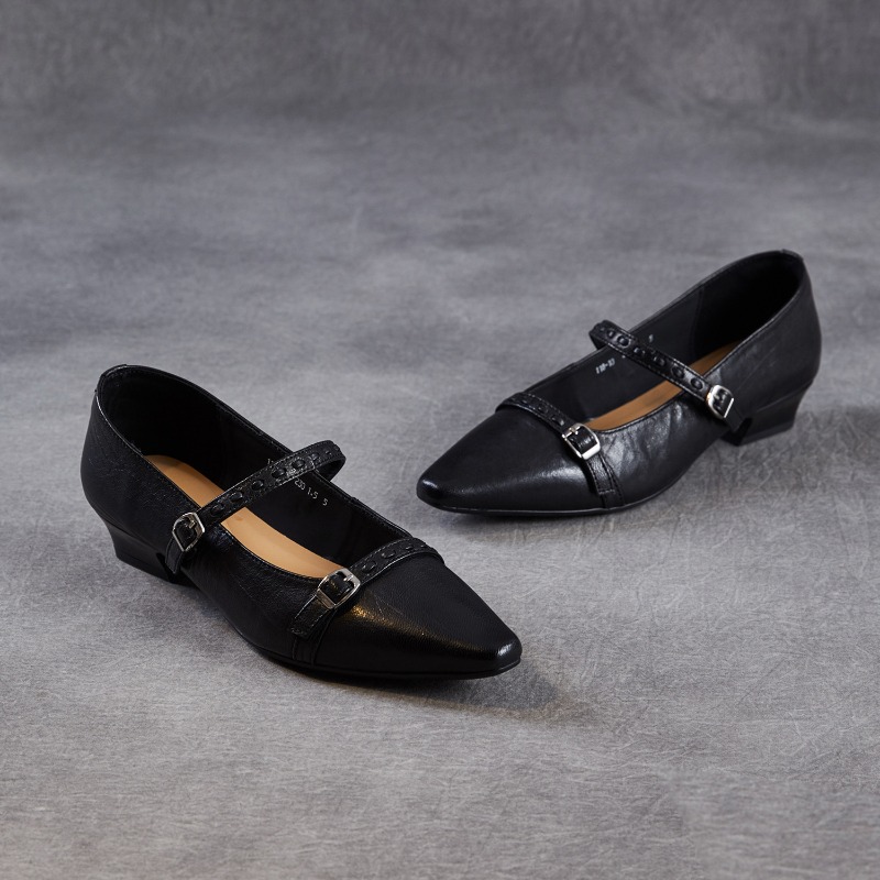 Women Shoes Black - Коричнево-черные женские туфли Мэри Джейн ручной
