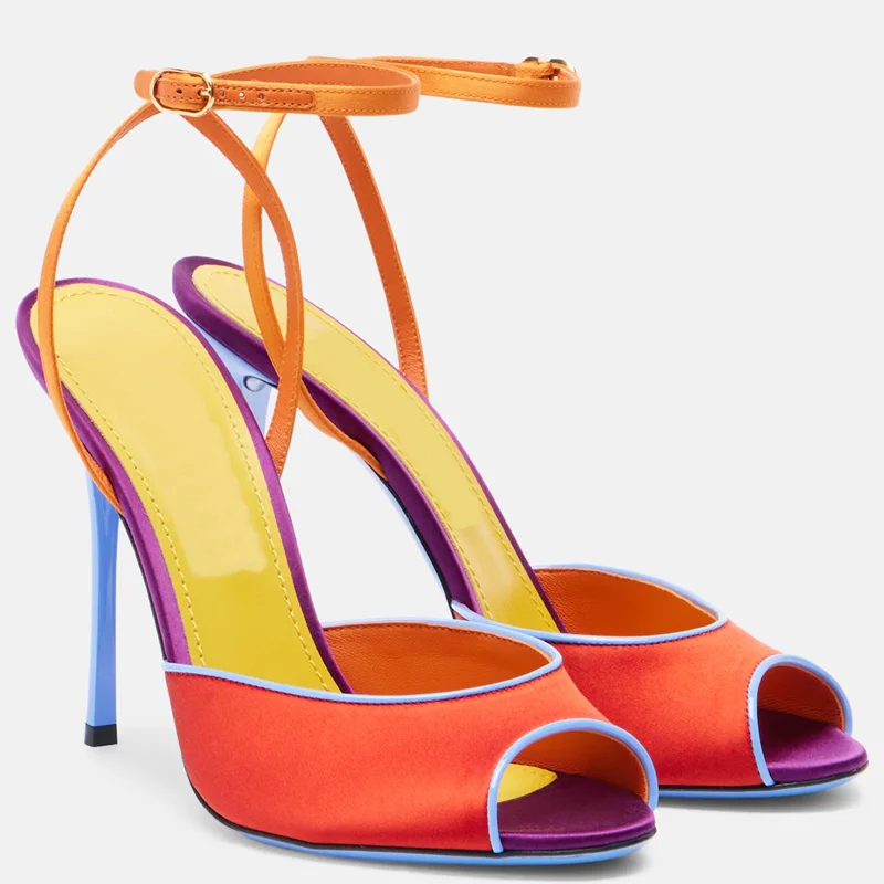 Women'S Shoes Peep Toe - Атласные босоножки с открытым носком разных