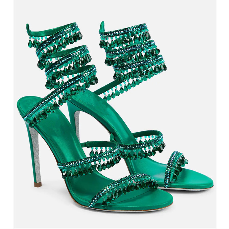 Women'S Shoes Peep Toe - Сексуальные зеленые босоножки на шпильке с