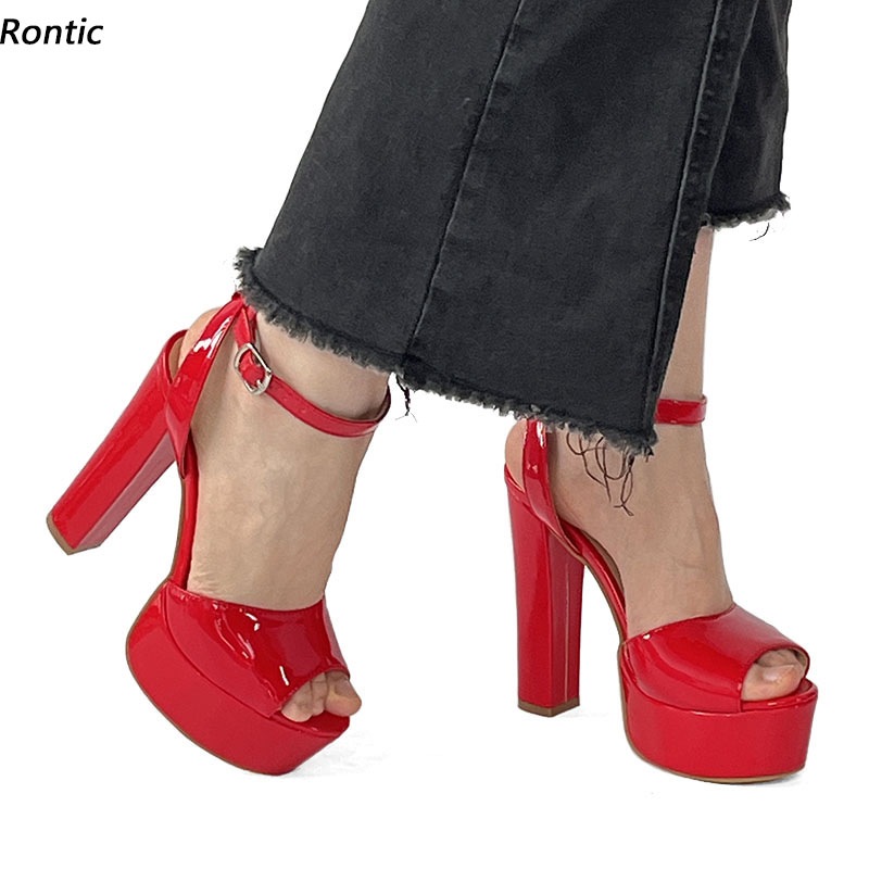 Peep Toe Heels - Rontic женские летние сандалии ручной работы