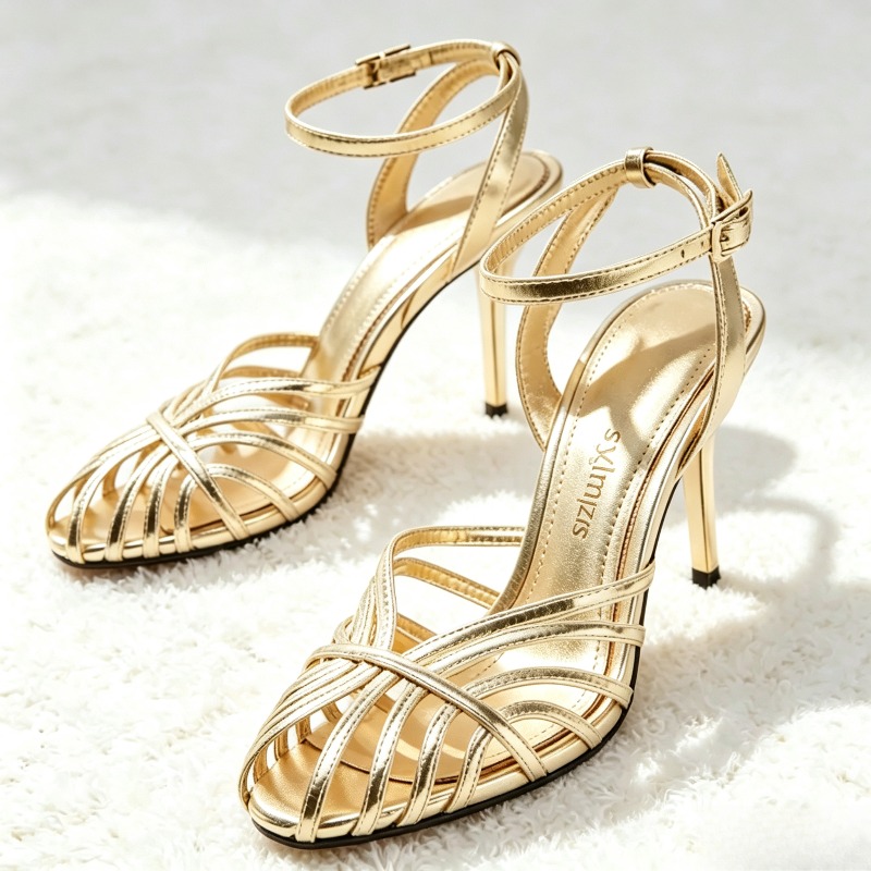 Women Shoes Formal - Сексуальные золотые полые сандалии на высоком