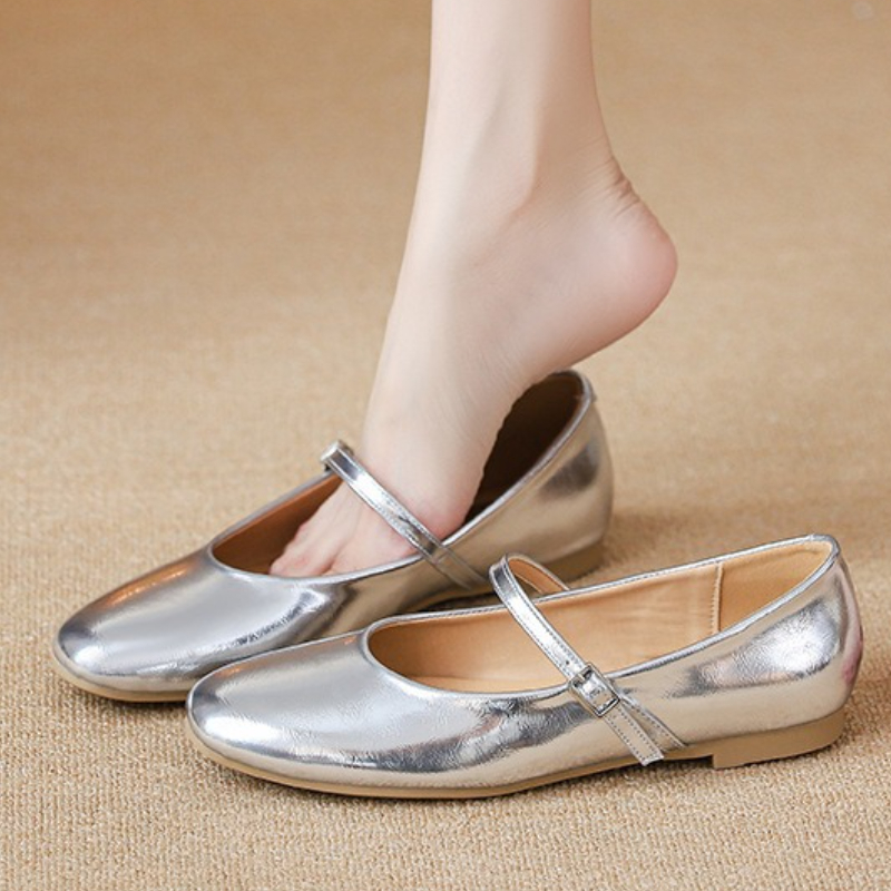 Серебряные балетки на плоской  – обзор и цена Mary Jane Shoes